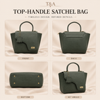 T&A Genuine Leather Top Handle Satchel | Forest Green |