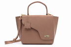 T&A Genuine Leather Top Handle Satchel | Warm Beige |