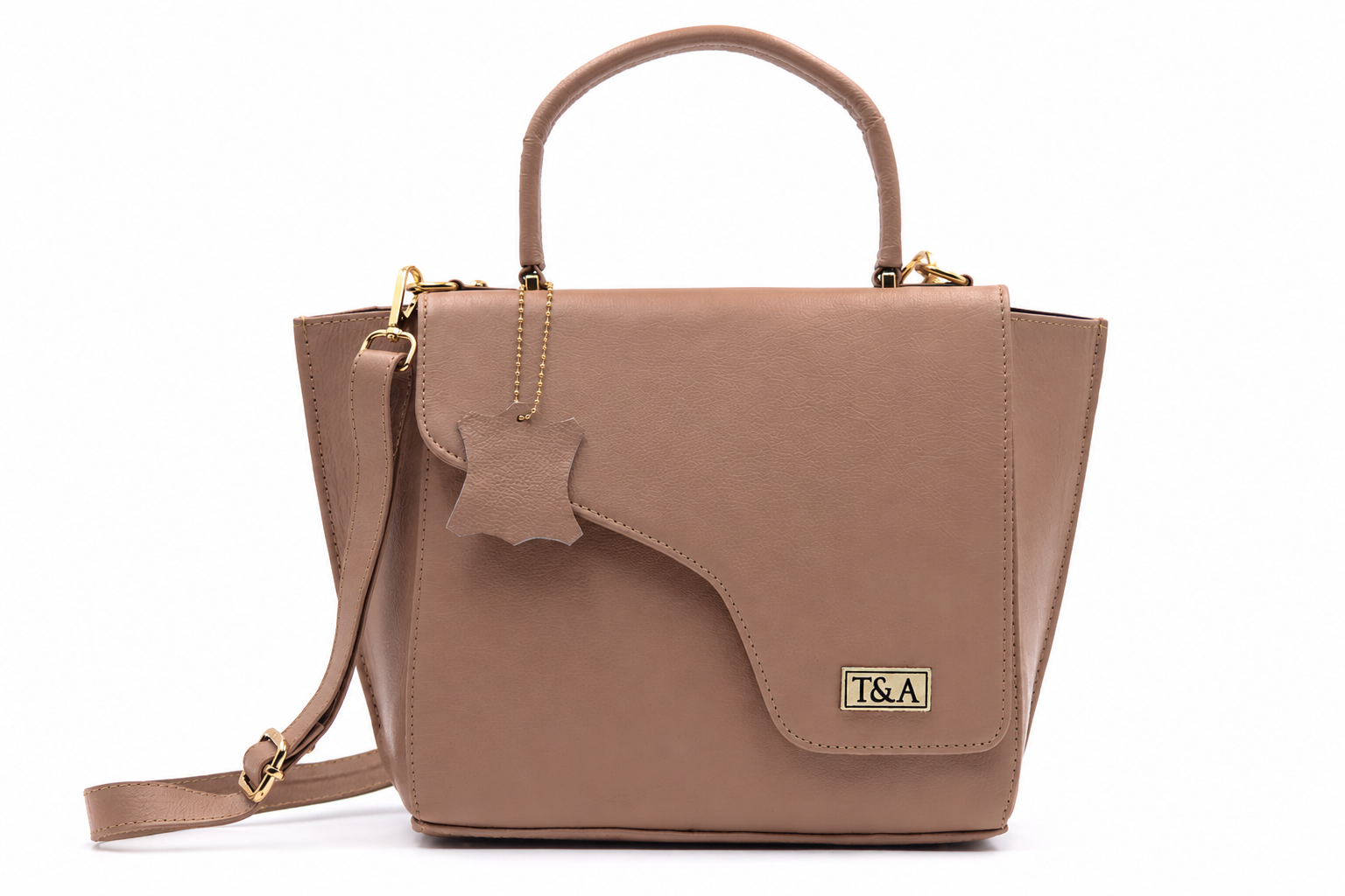 T&A Genuine Leather Top Handle Satchel | Warm Beige |
