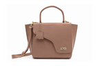 T&A Genuine Leather Top Handle Satchel | Warm Beige |