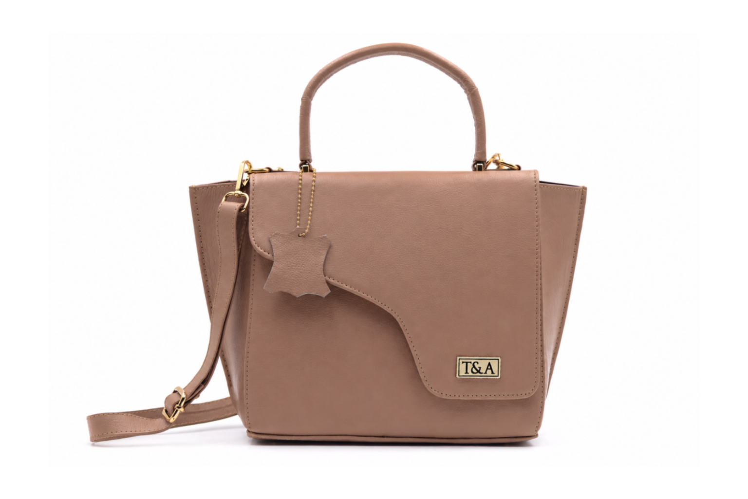 T&A Genuine Leather Top Handle Satchel | Warm Beige |