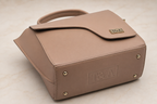 T&A Genuine Leather Top Handle Satchel | Warm Beige |