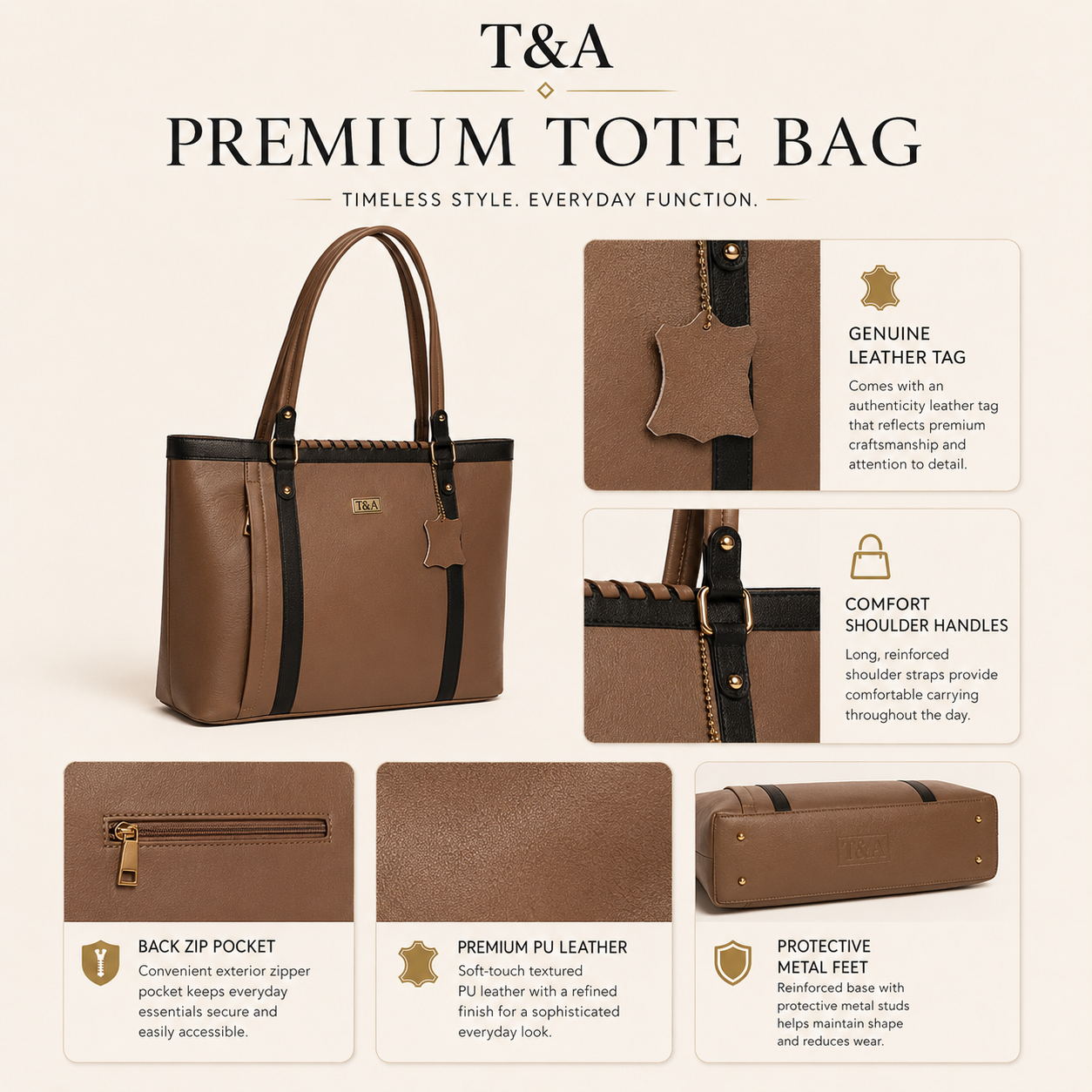 T&A Chelsea Work Tote | Saddle Tan |