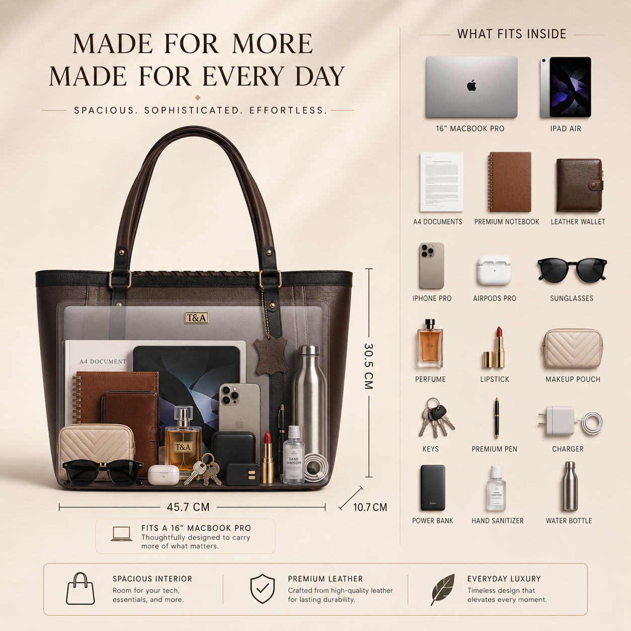 T&A Chelsea Work Tote | Expresso Brown |