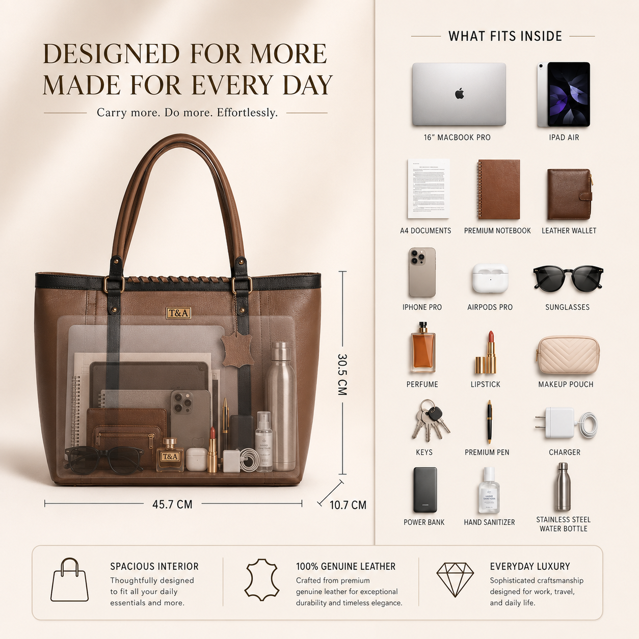 T&A Chelsea Work Tote | Saddle Tan |