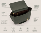 T&A Genuine Leather Top Handle Satchel | Forest Green |