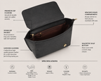 T&A Genuine Leather Top Handle Satchel | Midnight Black |