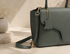 T&A Genuine Leather Top Handle Satchel | Forest Green |